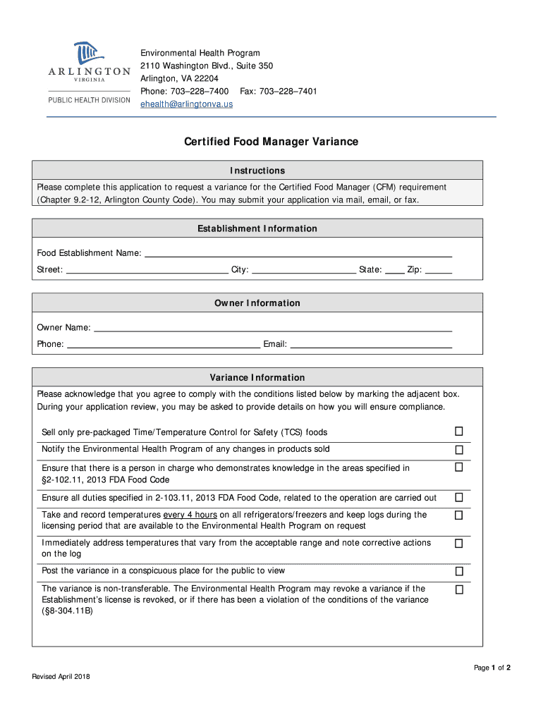 Fillable Online Food Establishment License Application Health Arlington Fax Email Print