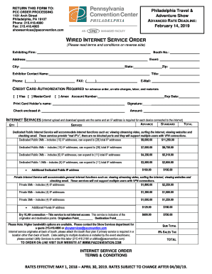 WIRED INTERNET SERVICE ORDER - Travel Shows