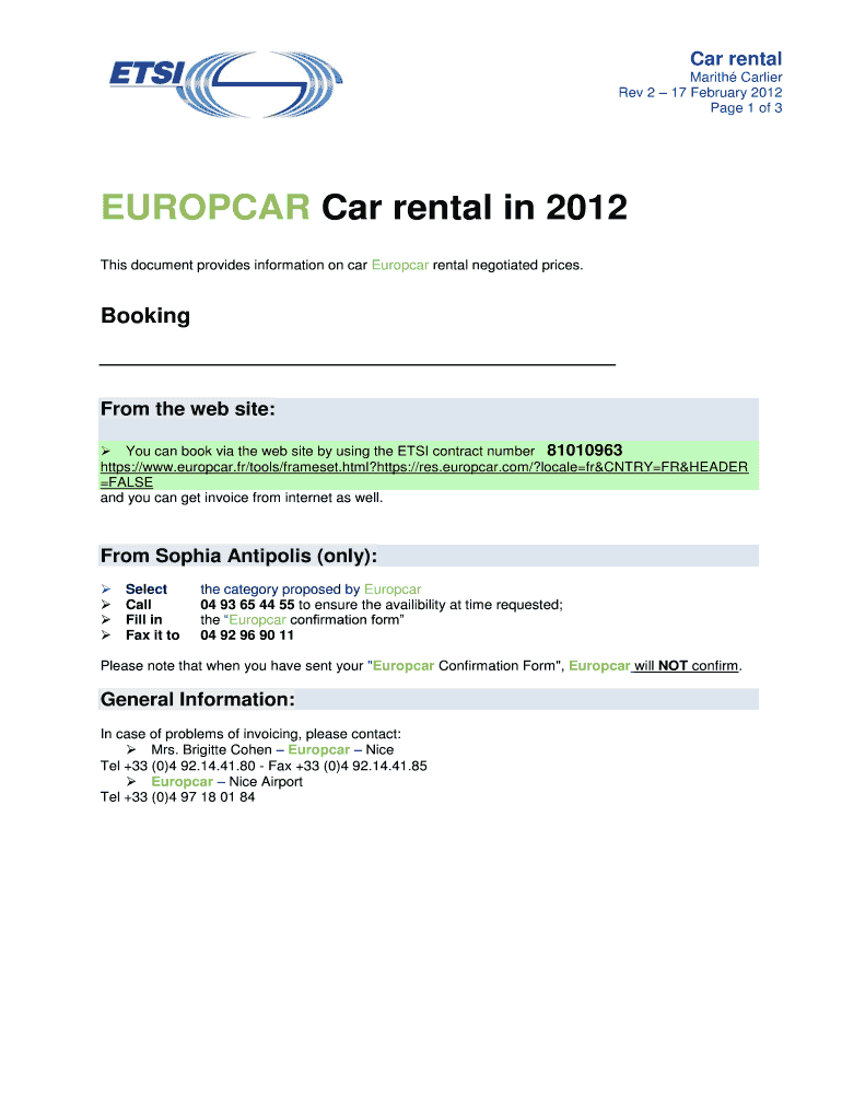Collective Letter 11 Preferential ETSI conditions for accommodation and other services in the Sophia Preview on Page 1