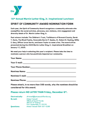 spirit of community award nomination form - YMCA of South ...