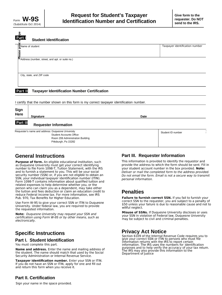 Requesters name and address: Duquesne University Doc Template | pdfFiller