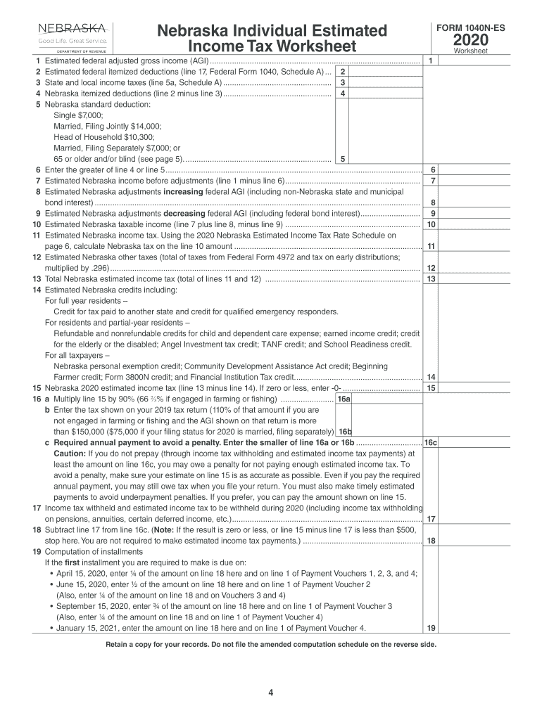 nebraska form 1040n es Preview on Page 1