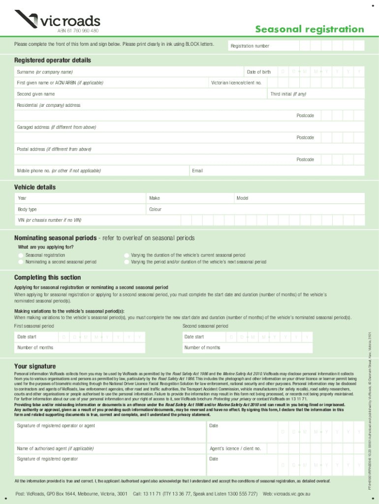 Seasonal registration Preview on Page 1