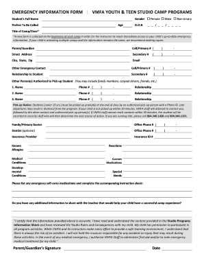 YOUTH STUDIO PROGRAMS INFORMATION