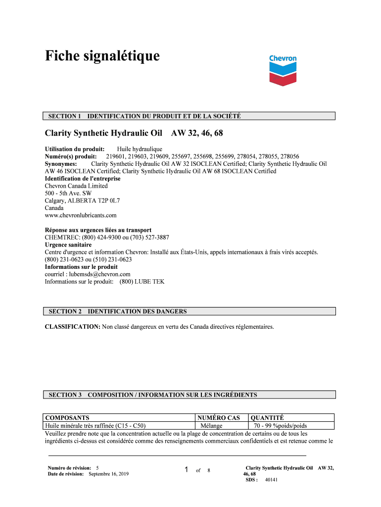 Fillable Online Clarity Synthetic Hydraulic Oil AW 32, 46, 68 Fax Email