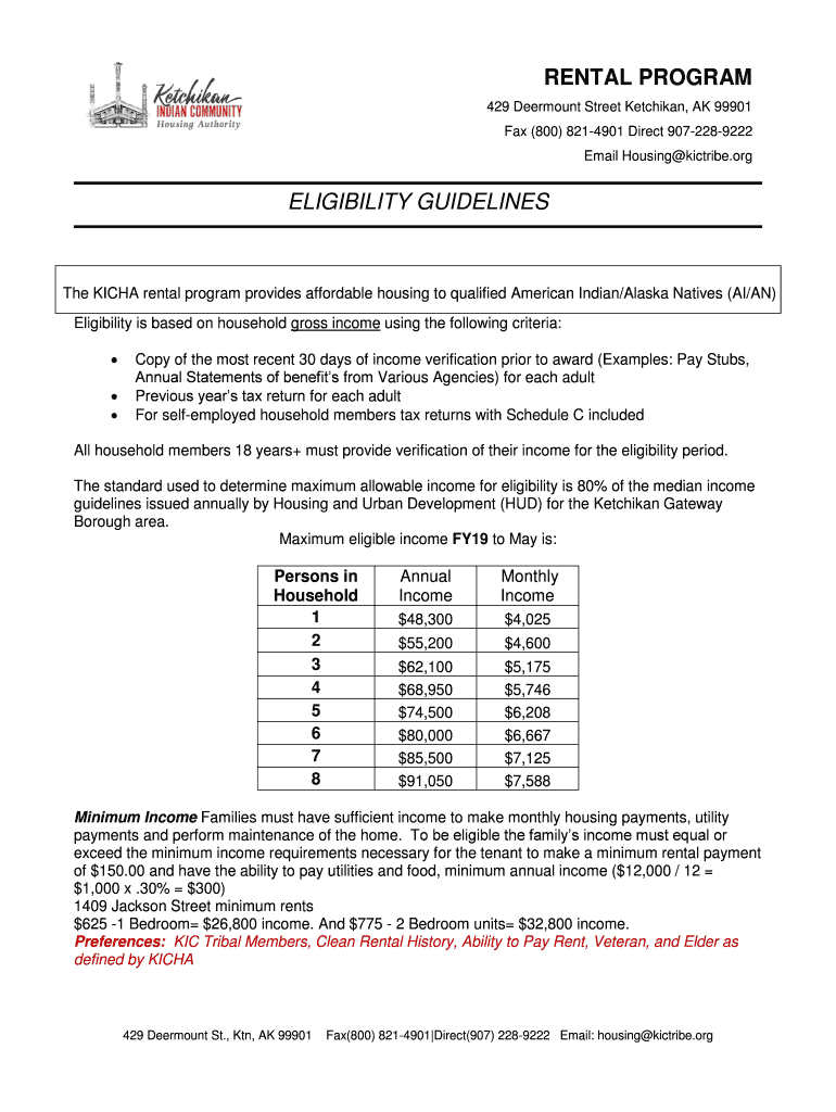 Fillable Online Housing Authority Ketchikan Indian CommunityKetchikan