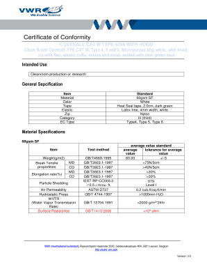 Fillable Online Certificate of Conformity VWR Fax Email Print pdfFiller Fillable Online Certificate of Conformity VWR Fax Email Print pdfFiller