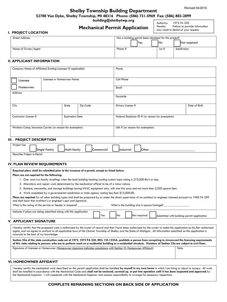 Shelby Plumbing Permit Fill Online, Printable, Fillable, Blank