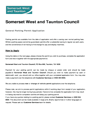 Parking permit application form WS area - Somerset West and ...