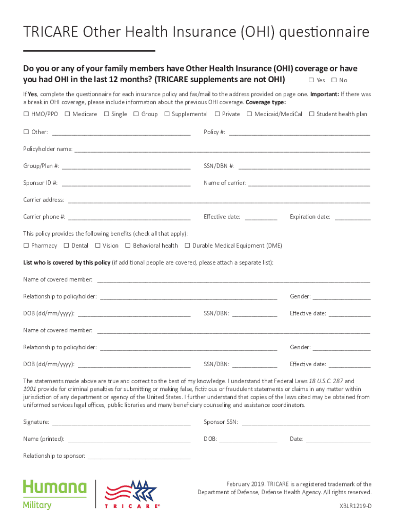 tricare ohi form Preview on Page 1