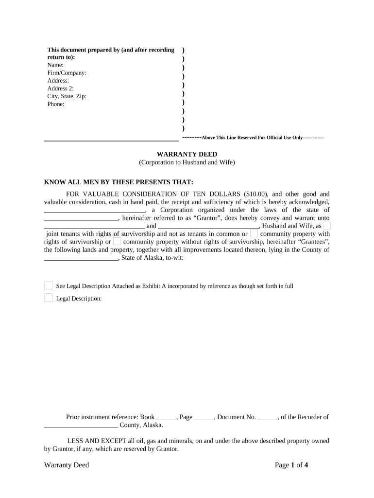 warranty deed form alaska Preview on Page 1
