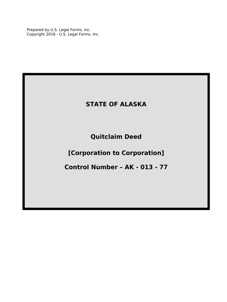 Quitclaim Deed from Corporation to Corporation - Alaska Preview on Page 1.