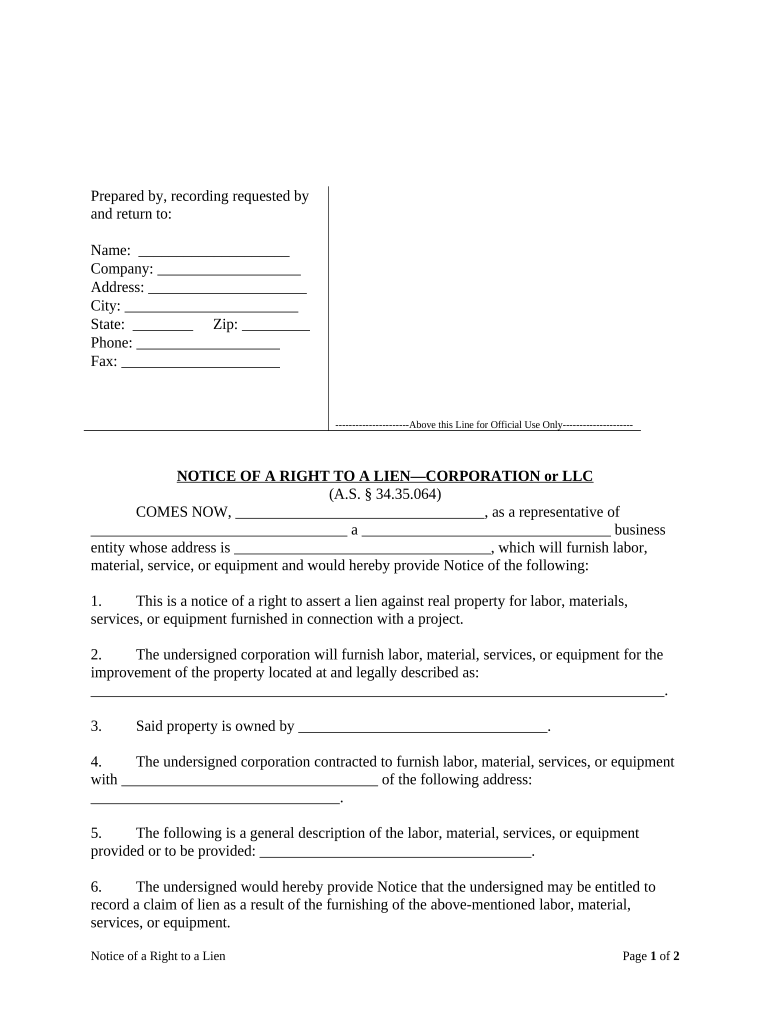 alaska mechanics lien form Preview on Page 1