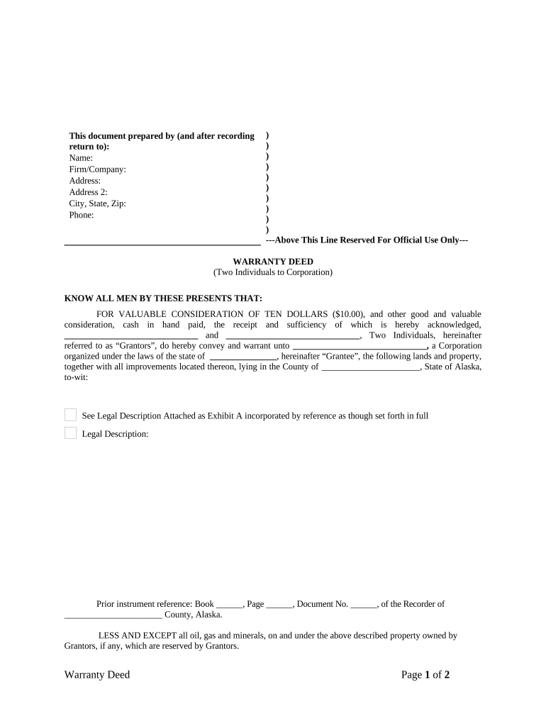 alaska warranty deed Preview on Page 1