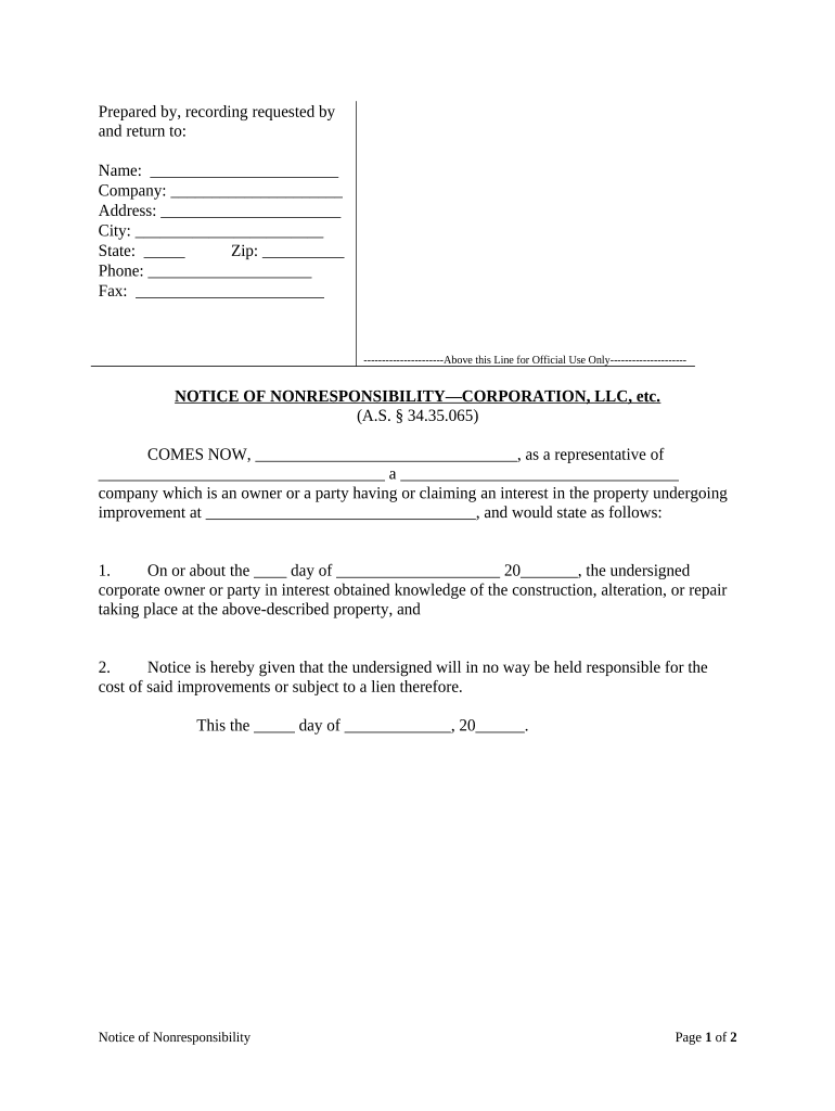 ak company form Preview on Page 1