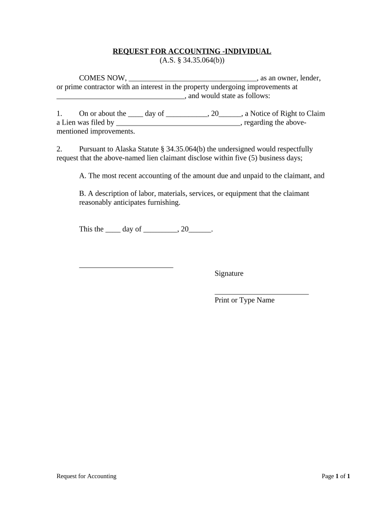 Request for Accounting - Individual - Alaska Preview on Page 1