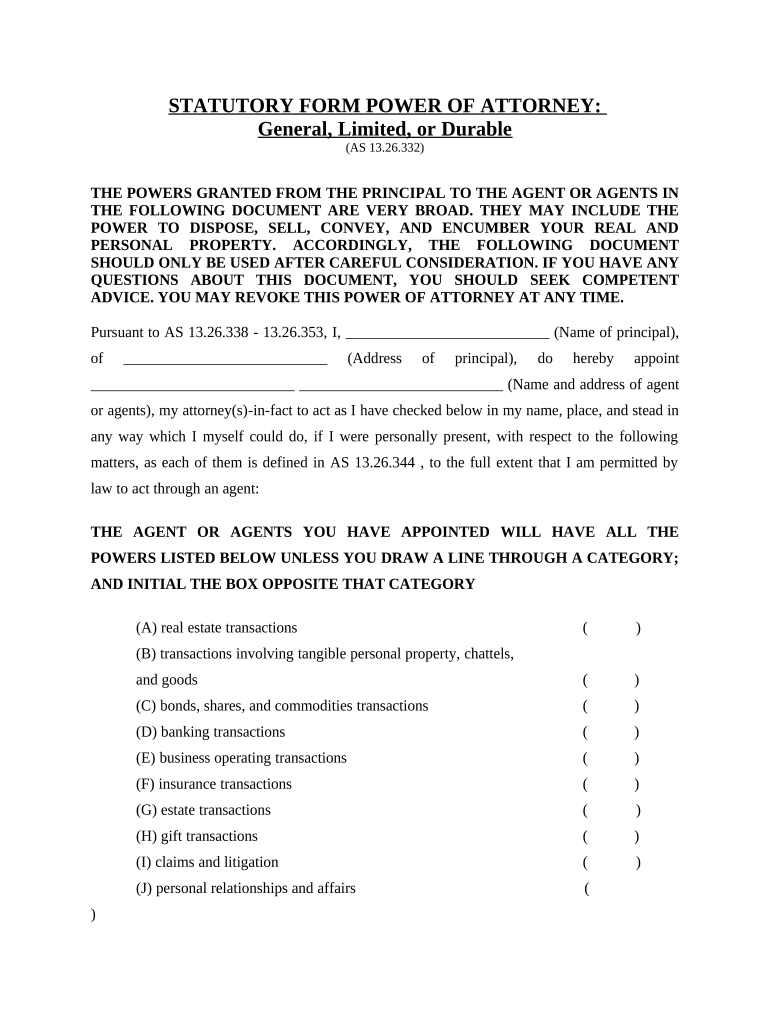 alaska power attorney Preview on Page 1.