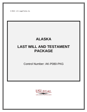 Alaska Last Will and Testament Package