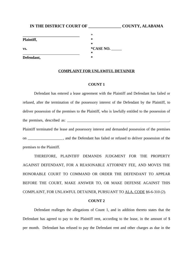 Wrongful eviction complaint sample Fill out & sign online DocHub