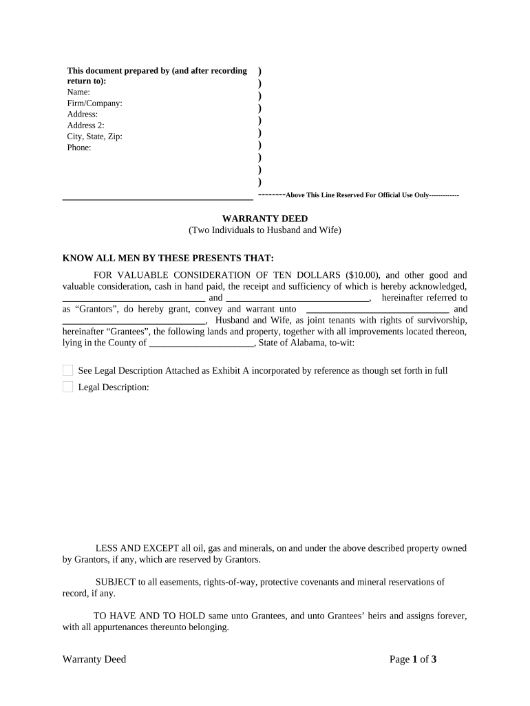 How to add someone to a deed in alabama Fill out & sign online DocHub