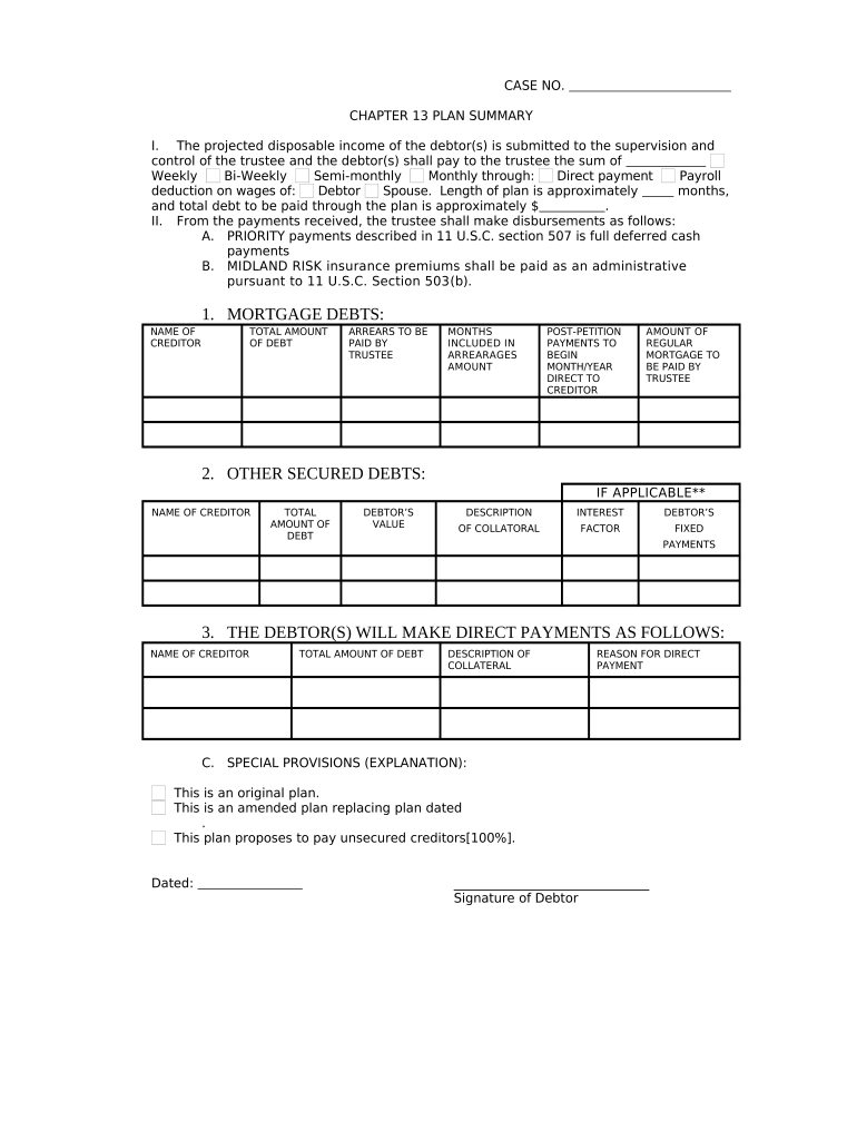 Chapter 13 Plan Summary - Alabama Preview on Page 1.