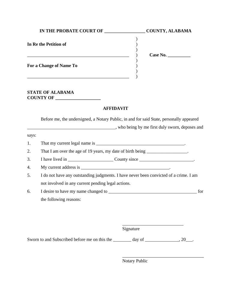 Name Change Alabama Doc Template PdfFiller