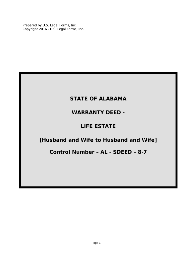 alabama life estate deed form Preview on Page 1.