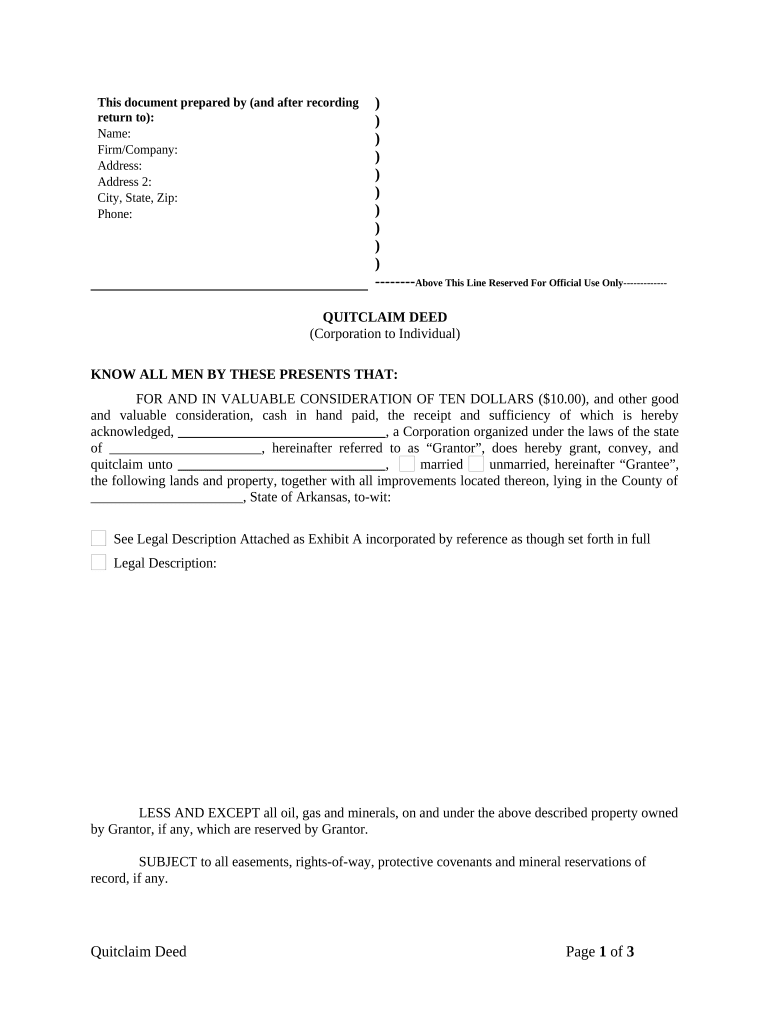 Warranty Deed from Corporation to Husband and Wife - Arkansas Preview on Page 1