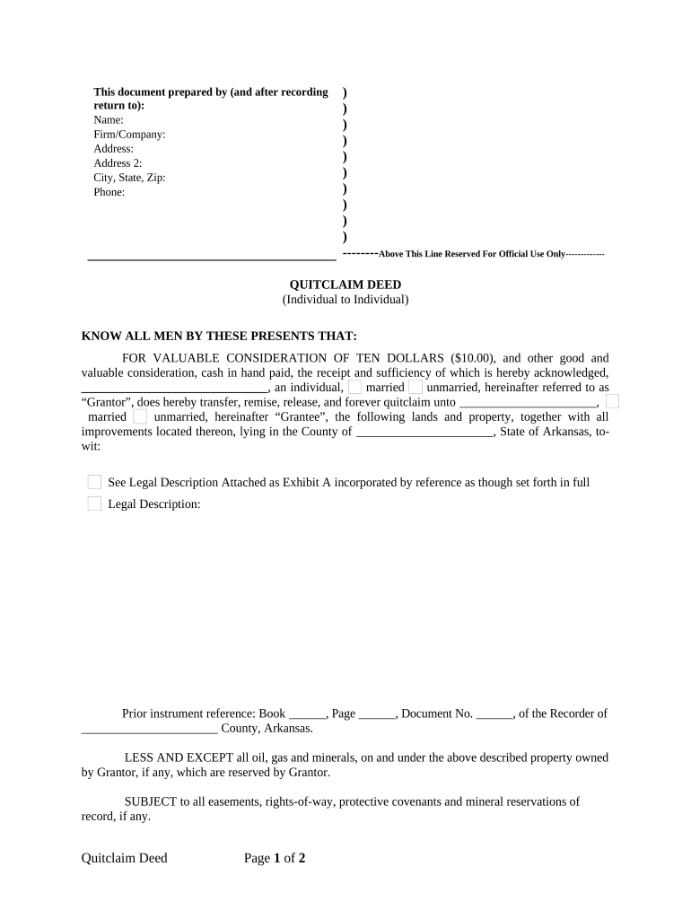 arkansas quitclaim deed Preview on Page 1