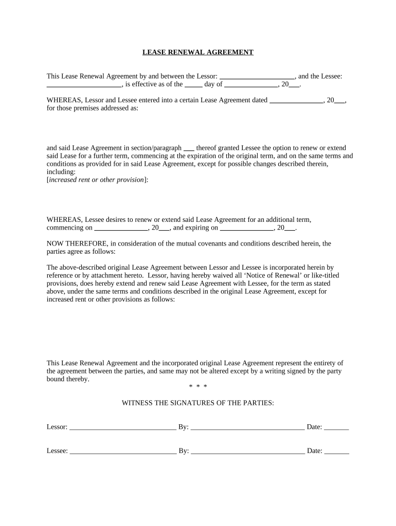 free lease renewal agreement Preview on Page 1