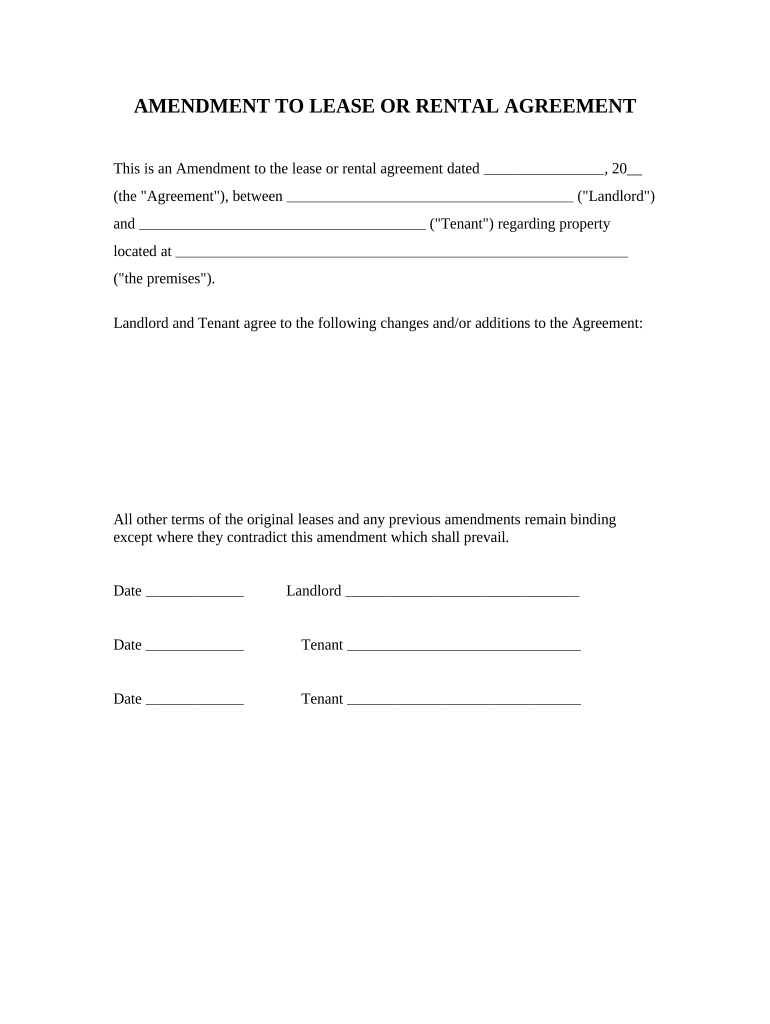 rental agreement amendment sample Preview on Page 1