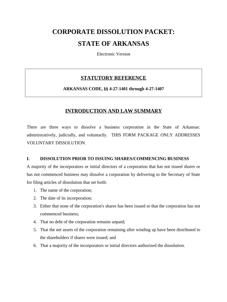 arkansas articles of dissolution Preview on Page 1