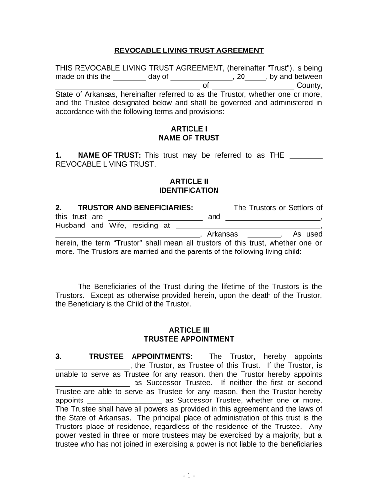 how to create a living trust in arkansas Preview on Page 1