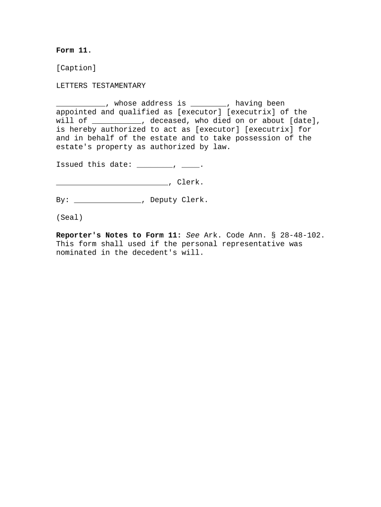 letter of testamentary arkansas Preview on Page 1