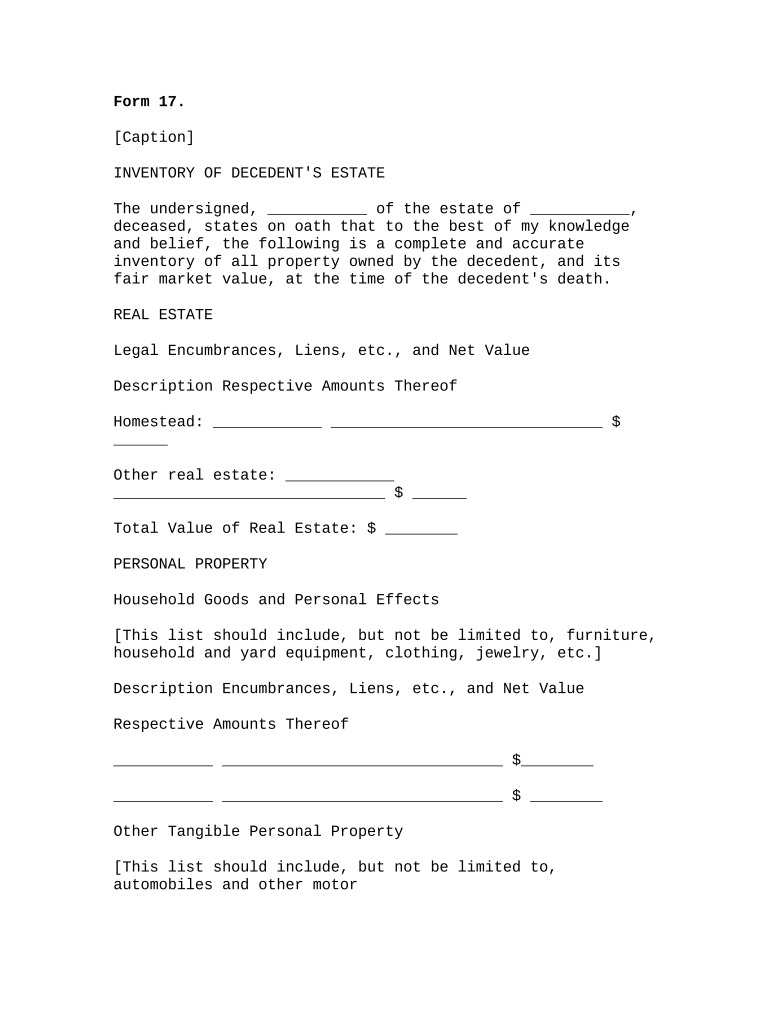 Inventory of Decedent&#039;s Estate - Arkansas Preview on Page 1