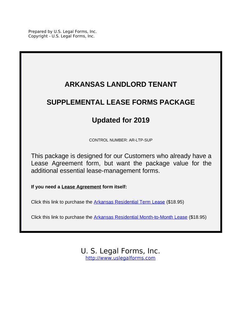 Supplemental Residential Lease Forms Package - Arkansas Preview on Page 1.