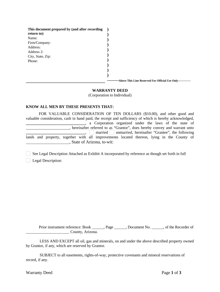 warranty deed individual Preview on Page 1.