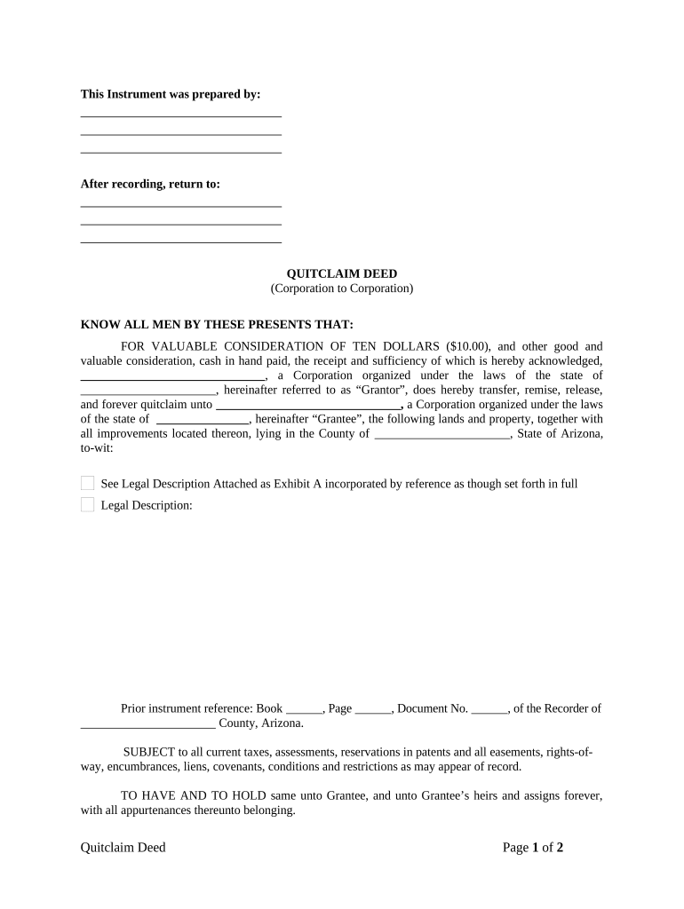 quitclaim deed arizona Preview on Page 1