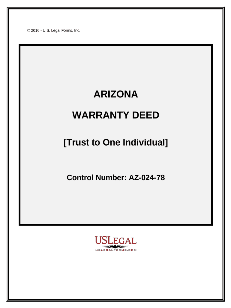 Warranty Deed - Trust to One Individual - Arizona Preview on Page 1