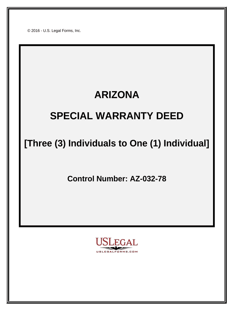 Special Warranty Deed - Three Individuals to One Individual - Arizona Preview on Page 1