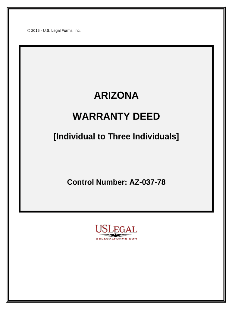 Warranty Deed - Individual to Three Individuals - Arizona Preview on Page 1