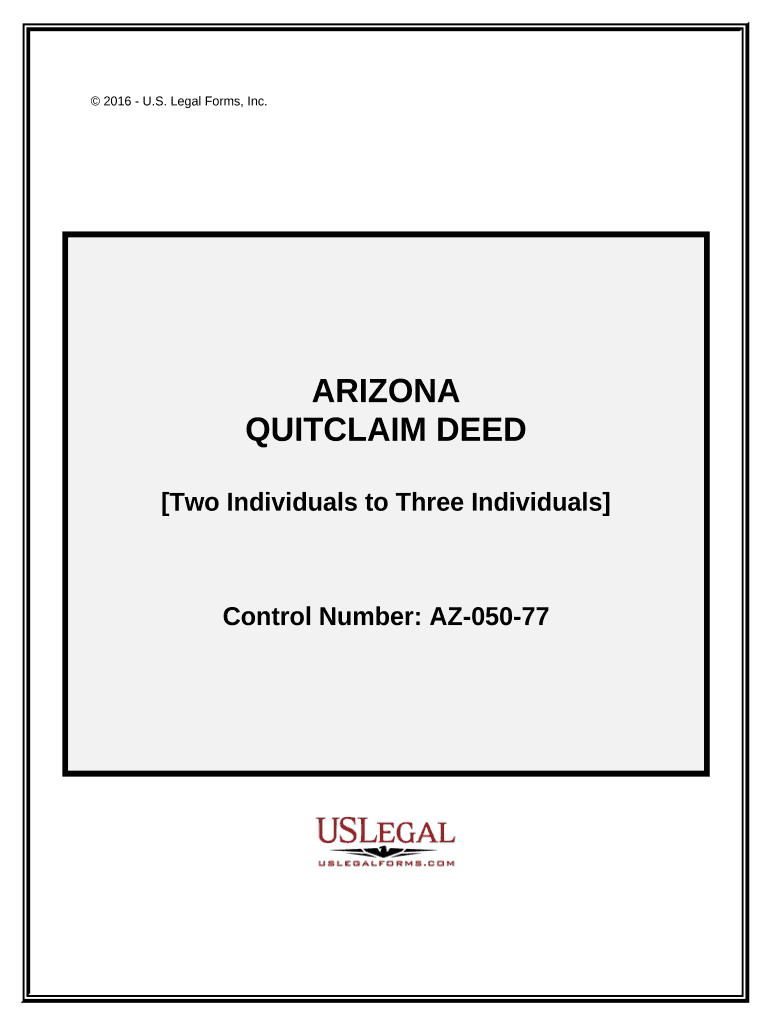 Quitclaim Deed from two individual Grantors to three individual Grantees - Arizona Preview on Page 1