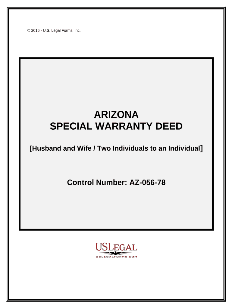 Special Warranty Deed from two individuals, or husband and wife, to an individual. - Arizona Preview on Page 1