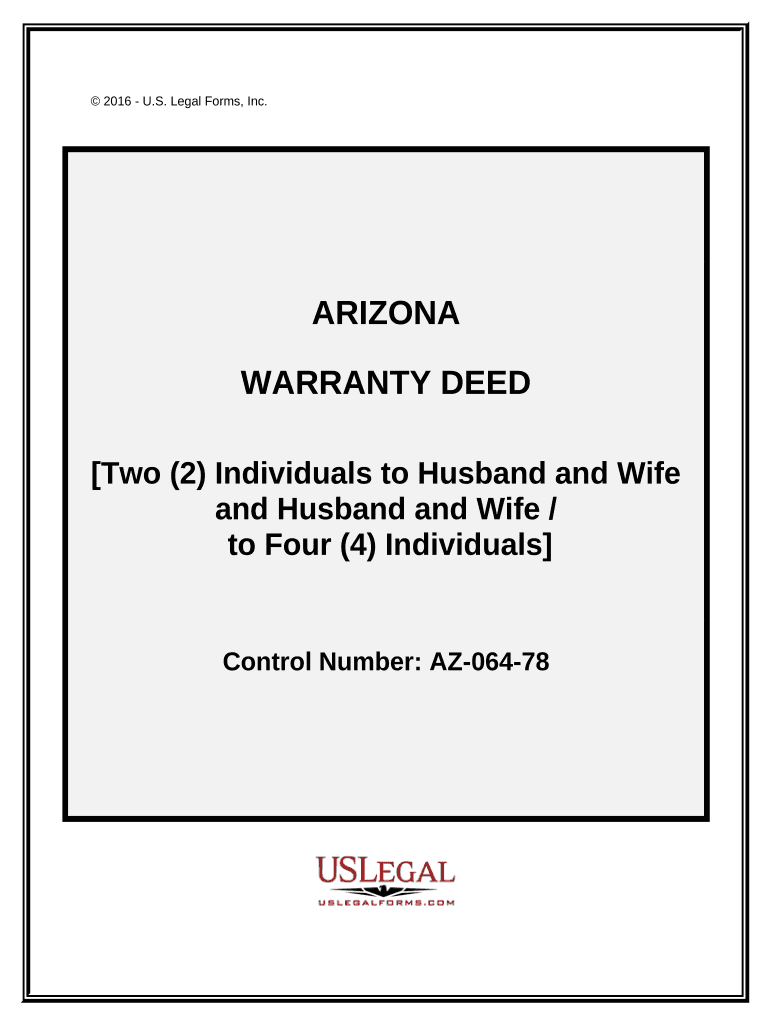 Warranty Deed from Two Individuals to Husband and Wife and Husband and Wife, or 4 Individuals. - Arizona Preview on Page 1