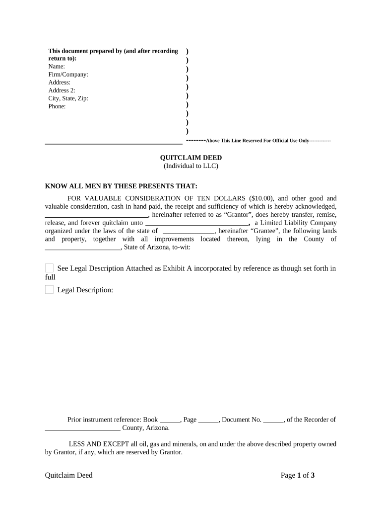 how to quit claim a property to an llc Preview on Page 1