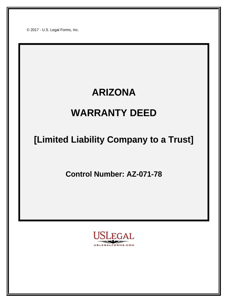 Warranty Deed from a Limited Liability Company to a Trust - Arizona Preview on Page 1