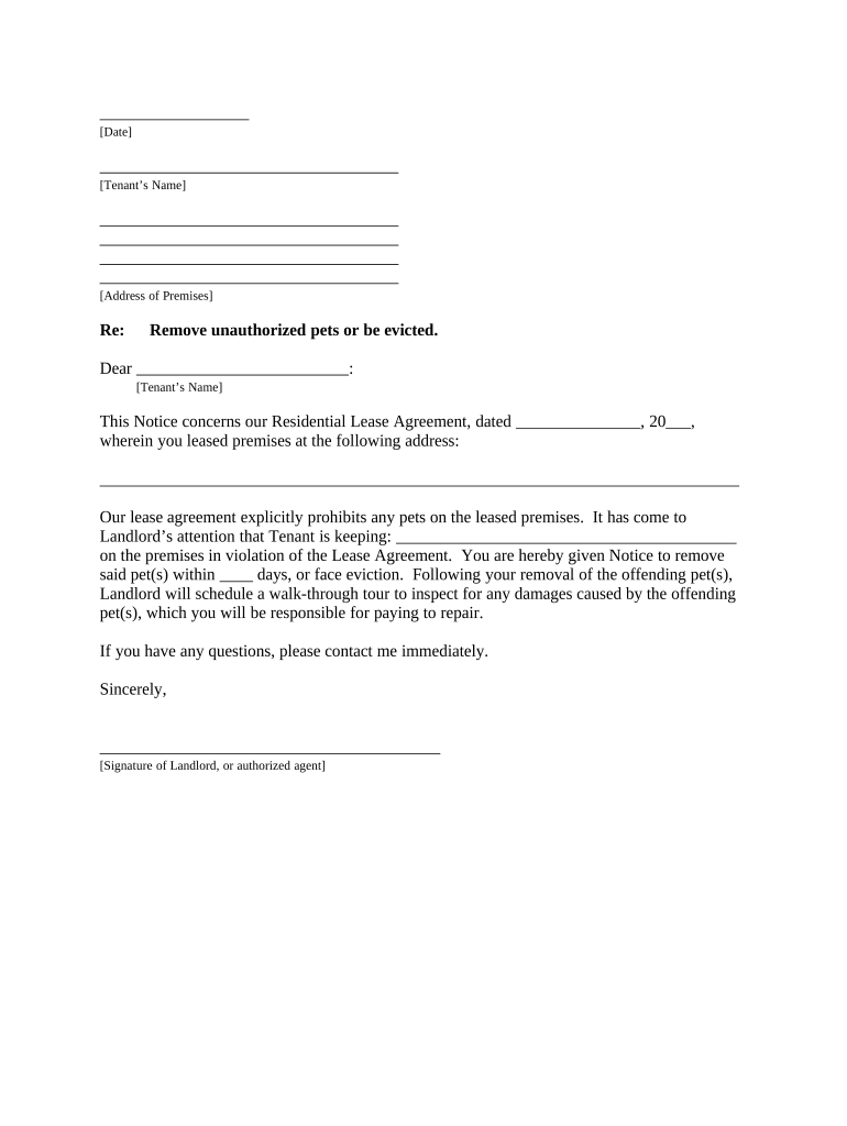 pet permission letter from landlord Preview on Page 1