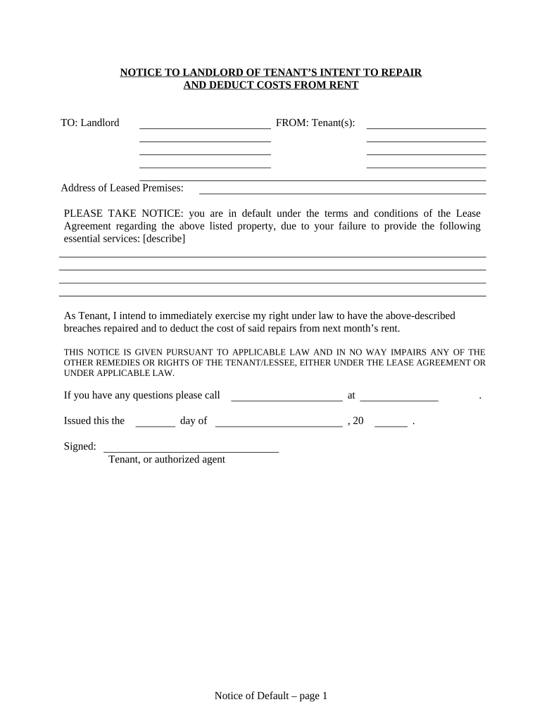 notice intent residential Preview on Page 1