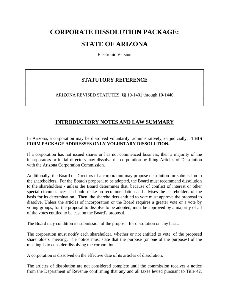 arizona dissolve corporation Preview on Page 1