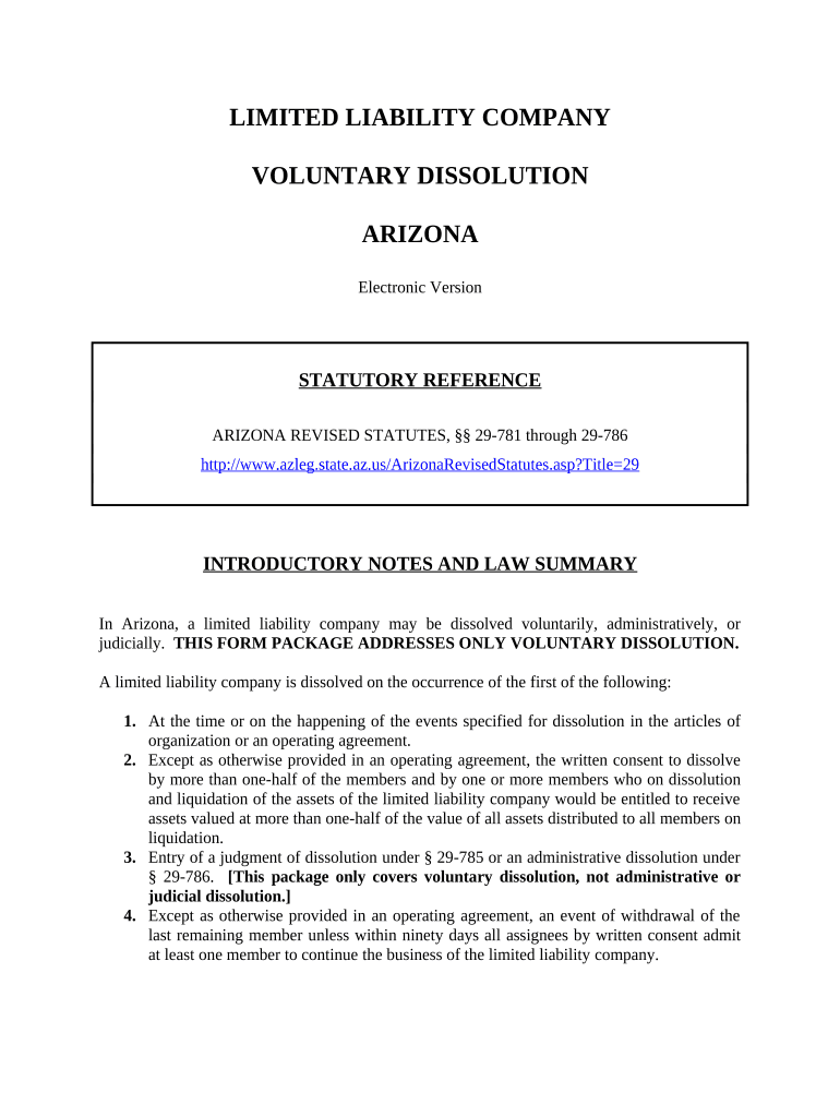 arizona articles of termination cover sheet Preview on Page 1